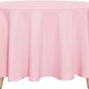 sancua Round Tablecloth - 90 Inch - Water Resistant Spill Proof Washable Polyester Table Cloth Decorative Fabric Table Cover for Dining Tables, Buffet Parties and Camping, Pink