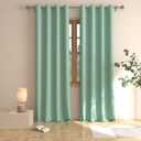Room Darkening Curtains 92 inches Long Bedroom Light Green Window Curtain Panels Living Room Divider Patio Doorway Sliding Glass Door Grommet Top Thermal Insulated Drapes Basement 2 Panels 52"x92"