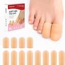 Bukihome 12 Pcs Gel Toe Cap, Toe Protector for Women Men - Cushions and Protects to Cover Toes, Relief Toe Pain from Ingrown Toenails, Corns, Blisters, Hammer Toes (8L + 4S) (Multi-Size, Beige)