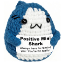 Positive Animals Crochet Shark Gift – Mini Emotional Shark Plush with Support Message, for Coworker or Friend Women Men