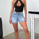 REORIA Women's Sexy Going Out Halter Neck Crop Tops Trendy Cut Out Sleeveless Y2K Nightout Clubwear Tank Tops (Black, S)