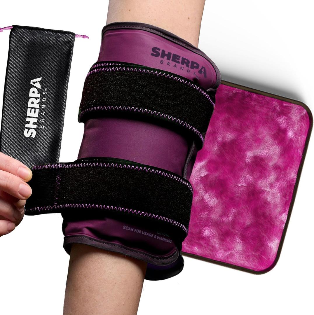 Medium Gel Ice Packs for Injuries Reusable Wrap with Straps - Hot and Cold Pack for Pain Relief, Tennis Elbow, Ankle, Foot, Hand - 8" x 12" - Purple