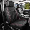JOJOBAY Chevy Silverado Seat Covers,GMC Sierra Seat Covers,Custom Fit 2007-2024 1500 2500HD 3500HD Crew Double Extended Regular Cab,LT LZT RST Trail Boss(Full Set,Black Red)
