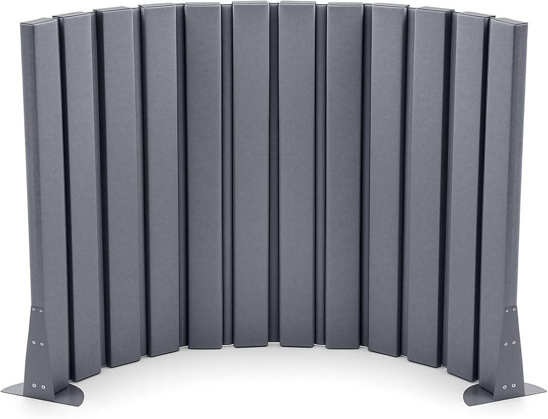 48" X 6' Soundproof Room Divider Panel, Foldable Acoustic Partition Wall with Stand and Straps, Freestanding Privacy Screen for Office Study Bedroom Studio Library, Grey
