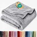Ultra Soft Fleece Blanket Throw Size - Flannel Fleece Luxury Throw Blanket - Lightweight for Couch Bed Chair - Thick, Warm and Breathable - All Season Cozy Fuzzy, Anti-Static Microplush Bedding, Grey