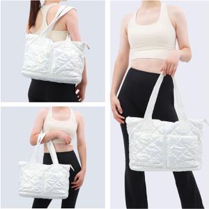 Ynport Quilted Puffer Tote Bag for Women Large Lightweight Puffy Handbag Causal 