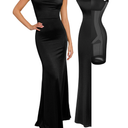 Popilush Women Shapewear Maxi Dress - Sleeveless Long Formal Cocktail Party Elegant Bodycon Dresses Built-in Bra, Size S