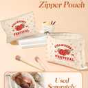 Aesthetic 2 Pack Canvas Tote Bag - with Makeup Pouch Bag for Women Reusable Grocery Bag for Gym, Travel, Work