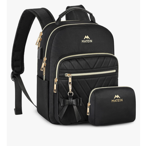 MATEIN Mini Backpack for Women, Waterproof Stylish Daypack Purse Shoulder Bag with USB Charging Port, Lightweight Small Casual Daily Travel Backpack, Lady Girls Gifts for Work School, 2pcs Sets, Black