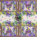 3 x XCHI Mask Cat Iris Fleur De Lis Flowers Mardi Gras Placemats Set of 4 Carnival Table Mats for Masquerade Party Home Kitchen Dining Table Decorations 12x18 Inch