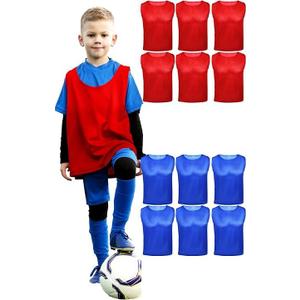 ATHLOVA Kids Scrimmage Vests - Lightweight, Breathable, Quick Dry, 6 Red + 6 Blue