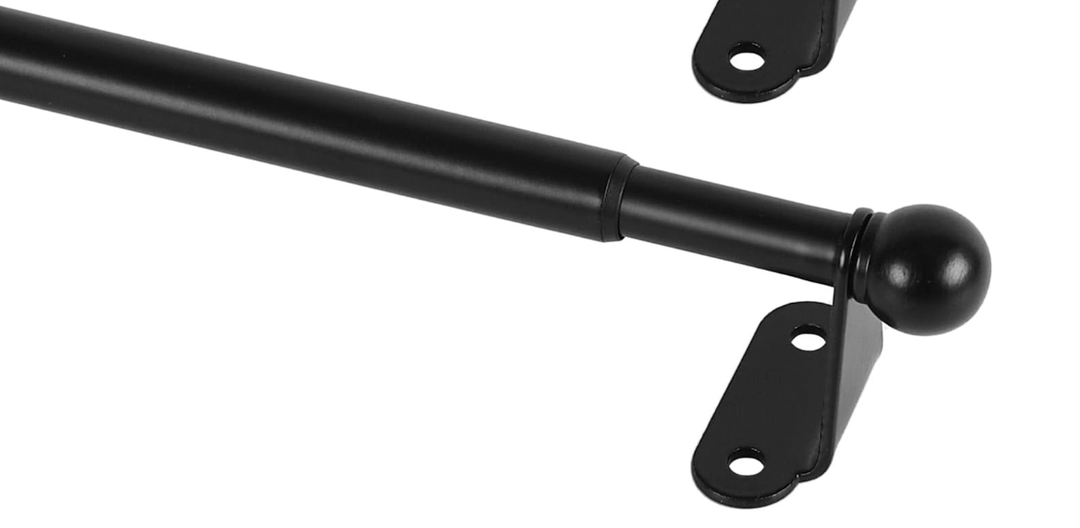 KXLife 1 Pack Adjustable Curtain Rod for Windows 30-54 Inch, 1/2" Diameter, Small Cafe Decorative Window Curtain Rod with Brackets (Black) (30-54 Inch, Black)