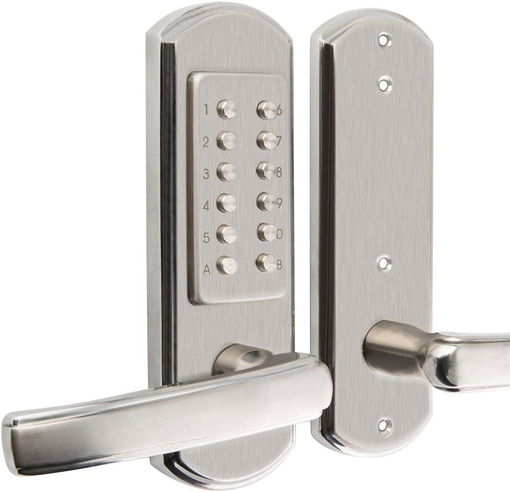 Keyless Mechanical Combination Door Lock Digital Code Keypad Security Entry Door Stainless Steel 304 Not deadbolt (Only for The Left Handed Door Opens Inward)  (Left Handle)