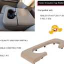 Center Console Cup Holder Compatible with Ford F250 F350 F450 Super Duty 1999-2010 Center Console Cup Holder Armrest Pad, Cupholder Armrest Cover Trim Center Console Accessories (Beige)