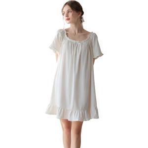 Women's Cotton Nightgowns Vintage Lightweight Gown Sets Short Sleeve Princess Nightdress Size Small