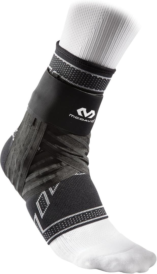 McDavid Elite Engineered Elastic Ankle Brace with Figure 6 Strap & Stays (Small, Black)