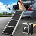 71" Aluminum Alloy Dog Ramp for Car SUV Truck Side Door, Foldable Outdoor Pet Ramp with Adjustable Support Head, Non-Slip Traction Surface, Sturdy Ramp for Large Dogs Up to 200 LBS (5 Folded)
