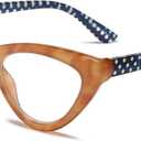 2SeeLife Premium Cat Eye Reading Glasses for Women – Narrow–Medium Fit, Sturdy Frame, Spring Hinges, Stylish Funky Readers, Honey Yellow, +2.25