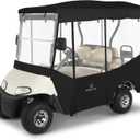 Golf Cart Enclosures 4 Passenger for Ezgo RXV 4 Seater,Extended Roof Golf Cart Rain Cover,4 Side Roll up Clear PVC Window Upgraded Stronger Zipper Windproof Rainproof Driving Enclosure(Black)