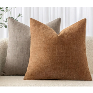 MIULEE Pack of 2 Decorative Throw Pillow Covers Soft Chenille Throw Pillows Solid Neutral Farmhouse Textured Cushion Covers for Couch Sofa Bedroom Living Room 20x20 Inch, Brown, Taupe Grey