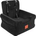 NEEZUKAR Dog Car Seats for Small/Medium Dogs, Elevated Memory Foam Dog Booster Seat, Detachable Washable Pet Car Seat with Safety Belts & Storage Pockets (Black)