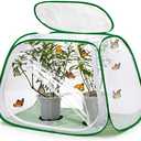 XingYunEr Outdoor Pop-up Large Insect and Butterfly Net Habitat with Rainproof top Cover Increase Survival Rate, Windproof Trapezoidal Design，Collapsible Caterpillar Growing Mesh Cage Terrarium