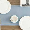 ZeeMart Basic Linen Style Table Runner, 14 x 108 Inch Blue Chambray, Rustic Farmhouse Light Dusty Blue Table Runners 108 Inches Long, Everyday Polyester Table Runner - Machine Washable & Easy Care
