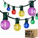25Ft LED Christmas Outdoor String Lights, G40 Globe Lights with 27 0.6W Clear Multicolor Bulbs, Vintage Christmas Lights for Holiday Party Backyard Wedding Garden Patio Porch Decor, Green Wire