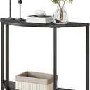 Console Table 2 Tier Narrow Entryway Table with Storage,Half Moon Sofa Couch Table with Metal Frame,Wooden Accent Side Coffee Table for Living Room/Hallway or Small Spaces,Black, 35.4"D x 11.8"W x 32.2"H