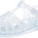 GUGUYeah Jelly Sandals for Girls,Closed Toe Princess Costume Summer Dress Shoes Fisherman Gladiator Water Beach Flat Sandals for Toddler/Little Kid/Big Kid (9.5 Toddler, Transparent)