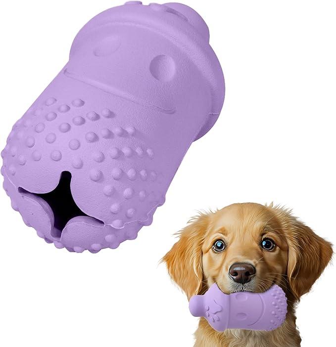 PawSailor Treat Dispensing Chew Toy Rubber Natural Bamboo Fiber Interactive Fun Puzzle Toys for Small Medium Dogs Puppy Slow Feeder Toys for Teething Traning Playing Purple