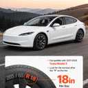 VEVOR Hubcaps Wheel Covers for 2017-2023 Tesla Model 3, 18 Inch Set of 4 Wheel Rim Cover Hubcaps OEM Style Replacement, R18 Size Snap On Car Hub Caps, Premium 10-Spoke ABS Tire Rim Caps, Matte Black