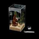 Acrylic Tarantula Enclosure Jumping Spider Enclosure with Front Opening Door 5.3 * 5.3 * 9 Inches Micro Habitat Terrarium for Small Tree Dwelling Reptiles, Spiders & Invertebrates (Enclosure&Feeder)