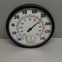 Indoor Outdoor Thermometer Large Wall Thermometer-Hygrometer Waterproof Does not Require Battery (Black) (10 Inch)