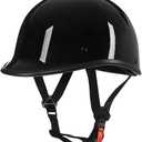 Yesmotor Motorcycle Helmet Half Shell Hawk Style Helmets Compact Lightweight Open Face for Motorcycle Street Bike Cruiser Moped - DOT Approved (Light Black,L)