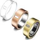 3 Pack Cover Compatible with Oura Ring Gen 4/Oura Ring Gen 3 Horizon/Heritage, Support Charging with Cover on, Anti-Scratch TPU Protector for Men Women (Clear+Gold+Rosegold, Size 8)