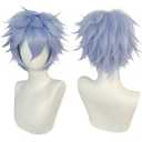 ANOGOL Hair Cap + Short Ice Blue Wig Men's Cosplay Wig Light Blue Wig for Anime Cosplay Halloween Christmas Event Costume Party