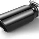 3 Inch Inlet Exhaust Tip,3" Inlet 4" Outlet 12" Overall Length,Chrome Black Exhaust Tip,Chrome-Plated Exhaust Tip,Stainless Steel,Angle Cut,Clamp On (3"x4"x12")