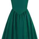 Eledobby Summer Dresses for Girls Floral Dress Spaghetti Strap A-line Sundress Casual Sleeveless Beach Party Dress (Green, M)
