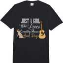 Just a Girl Who Loves Country Music and Dogs Guitar Comfort Colors Adult Heavyweight T-Shirt, Medium