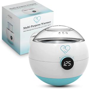 Multi-Purpose Oil & Massage Gel Warmer, Electric Wax Melter, Includes Aluminum Warming Pot (16.9 fl oz), Knob Dial to Adjust Temperature (95F to 257F), with LCD Screen