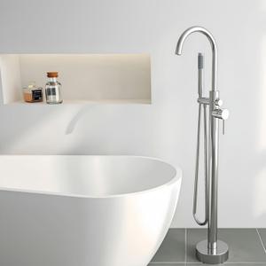 Freestanding Bathtub Faucet, Floor Mount Bathtub Faucet Freestanding Tub Faucet Standing Bathtub Filler, High-Flow Bath Shower Faucet with Handheld sprinkler, Chrome Plated, Brass Freestanding Bathtub Faucet, Floor Mount Bathtub Faucet Freestanding Tub Faucet Standing Bathtub Filler, High-Flow Bath Shower Faucet with Handheld sprinkler, Chrome Plated, Brass