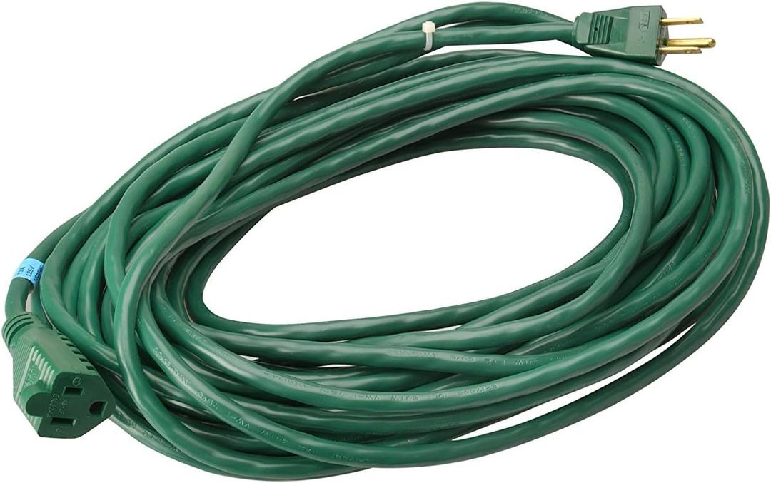 50FT 16/3 Gauge Green Outdoor Extension Cord Waterproof Light Duty, 3 Prong Cold Weatherproof 40℉ Flexible Power Cord, 13A 1625W SJTW ETL Listed for Lawn Mower, Christmas Lights, Tools