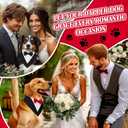 Shinylin 2 Pcs Formal Dog Tuxedo Wedding Dog Bandana Collar with Red Black Bow Ties Adjustable Pet Engagement Birthday Tux Outfit Suit for Large Dogs XL Pets