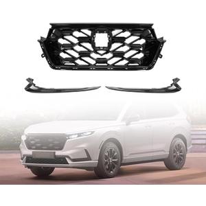 CRV Grill Set - Front Upper Grille & Radiator & Fog Light Cover w/o Hole Kit For 2023 2024 2025 2026 Honda CRV CR-V (2023-25 CRV Hybrid 2.0L)