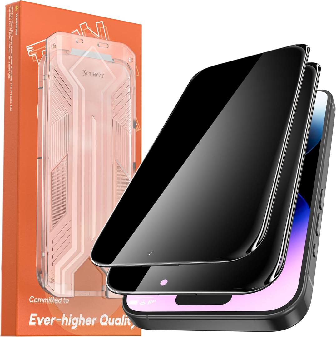 3 x 2 Pack for iPhone 14 Pro Max Privacy Screen Protector Tempered Glass:9H+ Durable, Auto Positioning, Bubble Free, High Definition, Easy Installation