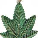 Kurt S. Adler Collections Etc Sparkling Green Glass Cannabis Leaf Christmas Ornament