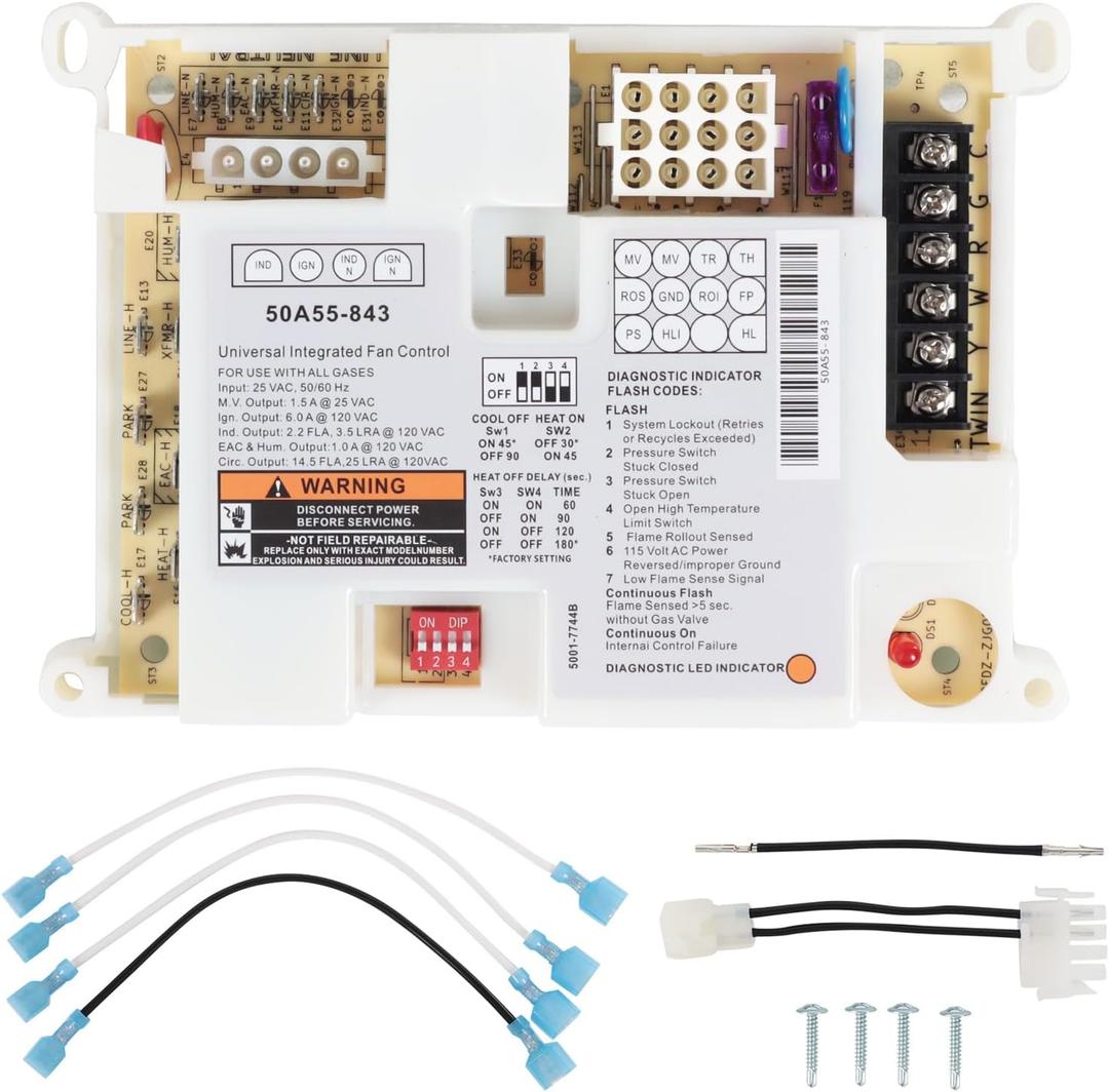 50A55-843 Furnace Control Board Compatible with White Rodgers and Lennox Systems Universal Furnace Ignition Module Control Board Replace 50A50-241/405, 50A55-288/486, 50A50/50A55 Series