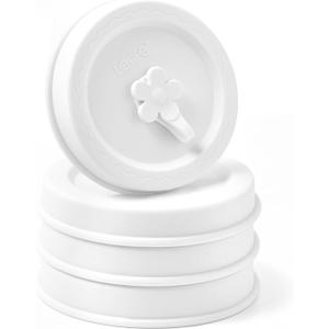Silicone Mason Jar Lids, Regular and Wide Mouth Compatible, with Straw Hole and Stopper (white color 4pcs)