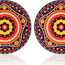 Ceramic Stone Trivets for Hot Pots and Pans, Hot Pads, Trivets for Hot Dishes, Plant Trivet with Beautiful Pattern and Cork Base, Gifts for Friends, Round 7.9 Inch, Set of 2, Orange